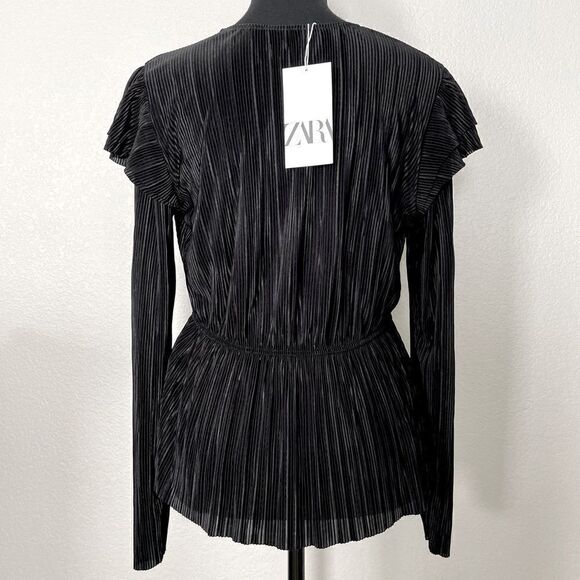 NWT Zara Ruffled Pleated Blouse - Picture 7 of 10